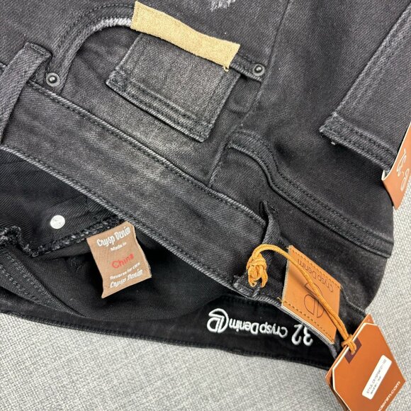 Crisp Denim Men's Patchwork Distressed Black Denim Shorts Size 32 - Picture 9 of 10